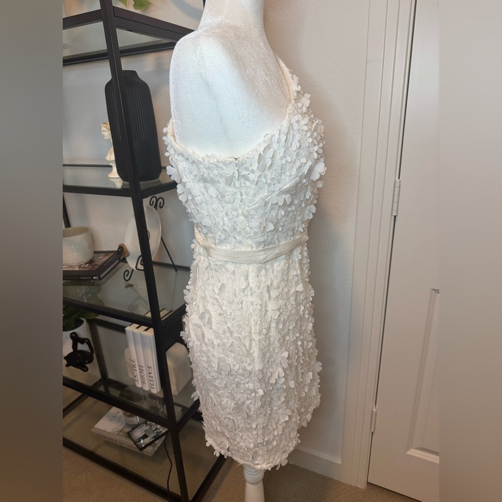 NWT Adrianna Papell One Shoulder Mini Cocktail and Party Dress Ivory Size 10 - Picture 4 of 9